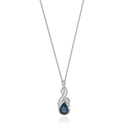 10 & 14 Karat White Gold Sapphire and Diamond Twist Necklace