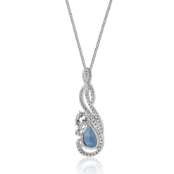 10 & 14 Karat White Gold Sapphire and Diamond Twist Necklace