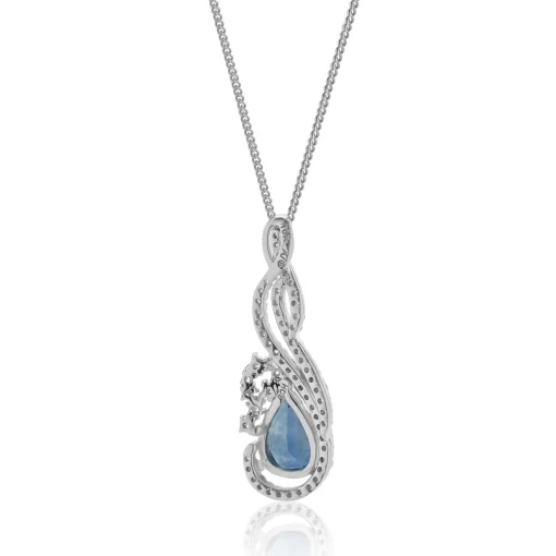 10 & 14 Karat White Gold Sapphire and Diamond Twist Necklace
