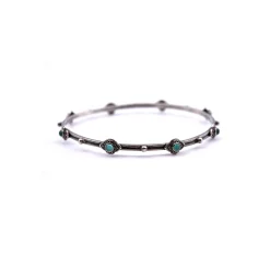 Armenta New World Sterling Silver and Malachite Bangle