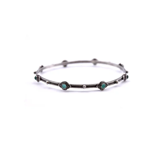 Armenta New World Sterling Silver and Malachite Bangle