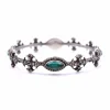 Armenta New World Sterling Silver, Malachite, Sapphire and Champagne Diamond Bangle