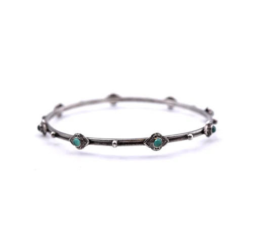 Armenta New World Sterling Silver and Malachite Bangle