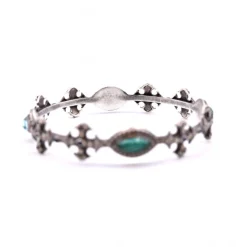 Armenta New World Sterling Silver, Malachite, Sapphire and Champagne Diamond Bangle