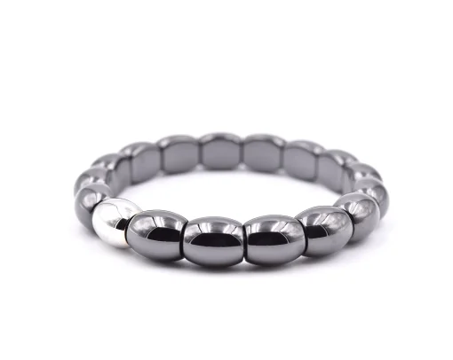Black Ceramic and 18k White Gold Station Bracelet