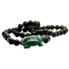 Black Onyx and Malachite Turtle Beaded Necklace