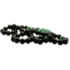 Black Onyx and Malachite Turtle Beaded Necklace