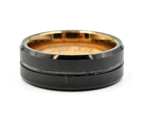 Black Tungsten Carbide Smooth Rose Mens Band Size 9