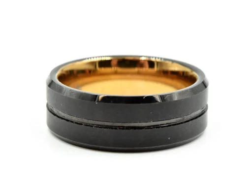 Black Tungsten Carbide Smooth Rose Mens Band Size 9