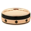 Bleu Royal 14 Karat Rose Gold Black Diamond and Carbon Striped Ring