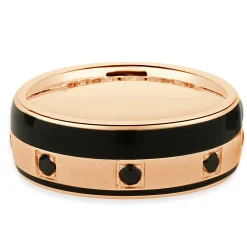 Bleu Royal 14 Karat Rose Gold Black Diamond and Carbon Striped Ring