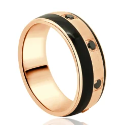 Bleu Royal 14 Karat Rose Gold Black Diamond and Carbon Striped Ring