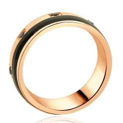 Bleu Royal 14 Karat Rose Gold Black Diamond and Carbon Striped Ring
