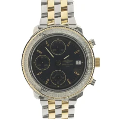 Breitling Black Stainless Steel & 18 Karat Yellow Gold Astromat Longitude