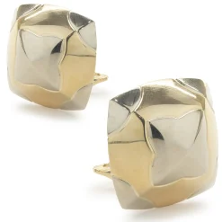 Bulgari 18 Karat Yellow & White Gold Pyramid Earrings