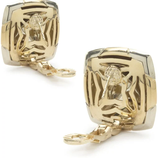 Bulgari 18 Karat Yellow & White Gold Pyramid Earrings