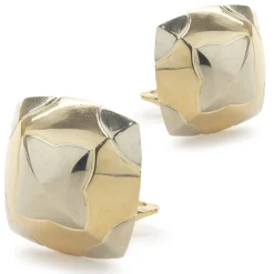 Bulgari 18 Karat Yellow & White Gold Pyramid Earrings