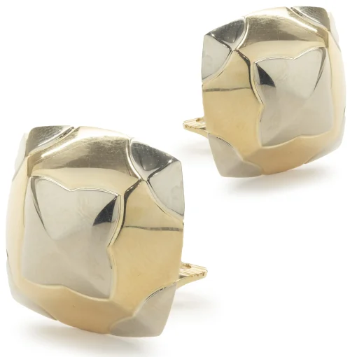 Bulgari 18 Karat Yellow & White Gold Pyramid Earrings