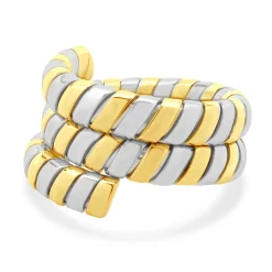 Bulgari 18 Karat Yellow Gold & Stainless Steel Tubogas Ring