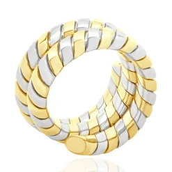 Bulgari 18 Karat Yellow Gold & Stainless Steel Tubogas Ring