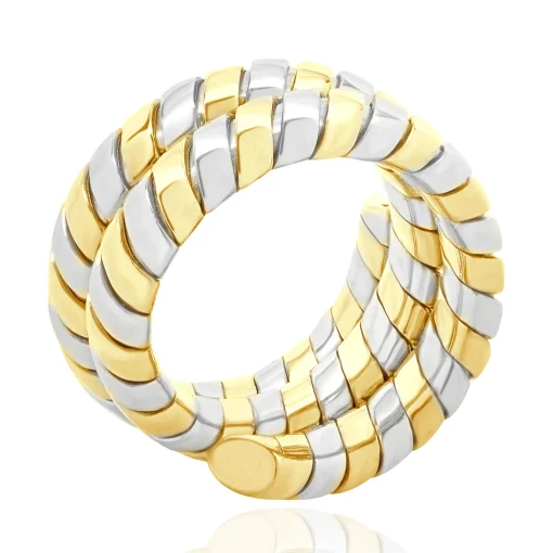 Bulgari 18 Karat Yellow Gold & Stainless Steel Tubogas Ring