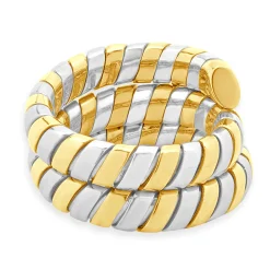 Bulgari 18 Karat Yellow Gold & Stainless Steel Tubogas Ring
