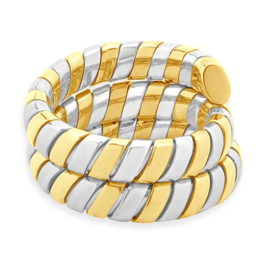 Bulgari 18 Karat Yellow Gold & Stainless Steel Tubogas Ring