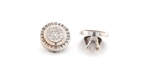 Bulgari 14k White Gold Pave Diamond Earrings