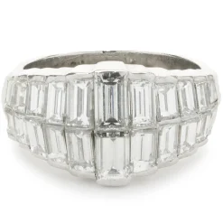 C. Gonshor Platinum Graduated Baguette Diamond Dome Ring