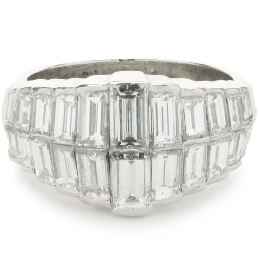 C. Gonshor Platinum Graduated Baguette Diamond Dome Ring