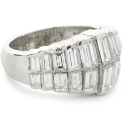C. Gonshor Platinum Graduated Baguette Diamond Dome Ring
