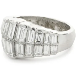 C. Gonshor Platinum Graduated Baguette Diamond Dome Ring