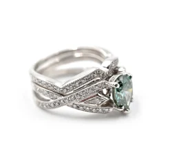 1.01 Carat Enhanced Green Diamond 18k White Gold Simon G Engagement Set