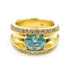 2.01 Carat Irradiated Oval Diamond with Accent Diamonds 18k Yellow Gold Ring