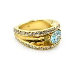 2.01 Carat Irradiated Oval Diamond with Accent Diamonds 18k Yellow Gold Ring