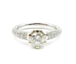 0.75 Carat Round Brilliant Cut Diamond 14k White Gold Engagement Ring