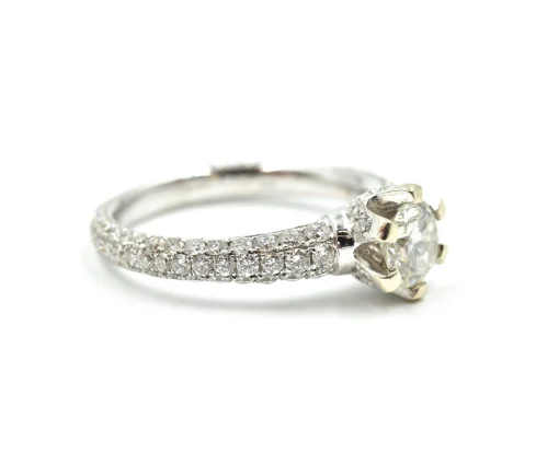 0.75 Carat Round Brilliant Cut Diamond 14k White Gold Engagement Ring