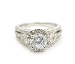 0.83 Carats Diamond & Cubic Zirconia Gregg Ruth 18k White Gold Semi-Mount Ring