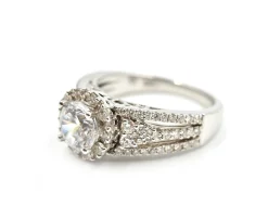0.83 Carats Diamond & Cubic Zirconia Gregg Ruth 18k White Gold Semi-Mount Ring