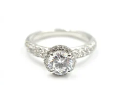 0.92 Carats Diamond with Cubic Zirconia Platinum Semi-Mount Engagement Ring