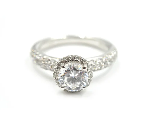 0.92 Carats Diamond with Cubic Zirconia Platinum Semi-Mount Engagement Ring