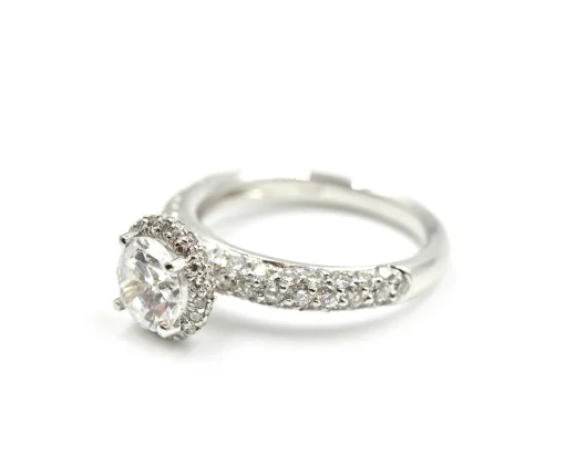 0.92 Carats Diamond with Cubic Zirconia Platinum Semi-Mount Engagement Ring