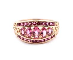 1.70 Carats Pink Tourmaline 14k Yellow Gold Band Ring