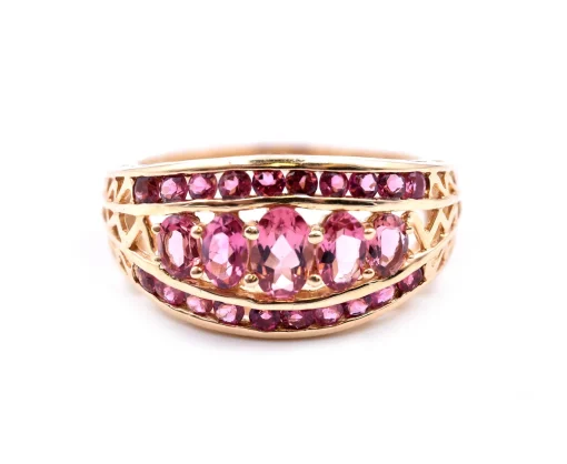 1.70 Carats Pink Tourmaline 14k Yellow Gold Band Ring