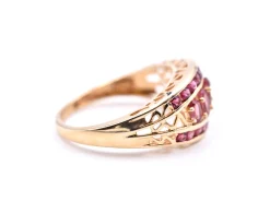 1.70 Carats Pink Tourmaline 14k Yellow Gold Band Ring