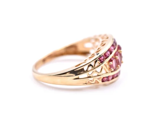 1.70 Carats Pink Tourmaline 14k Yellow Gold Band Ring