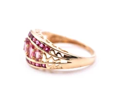 1.70 Carats Pink Tourmaline 14k Yellow Gold Band Ring