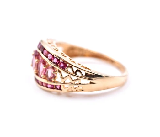 1.70 Carats Pink Tourmaline 14k Yellow Gold Band Ring