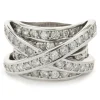 6.15 Carats Round Brilliant Diamond Cross Over Ring 14k White Gold