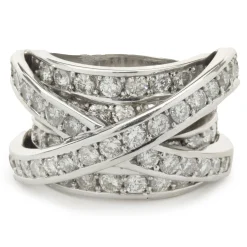 6.15 Carats Round Brilliant Diamond Cross Over Ring 14k White Gold